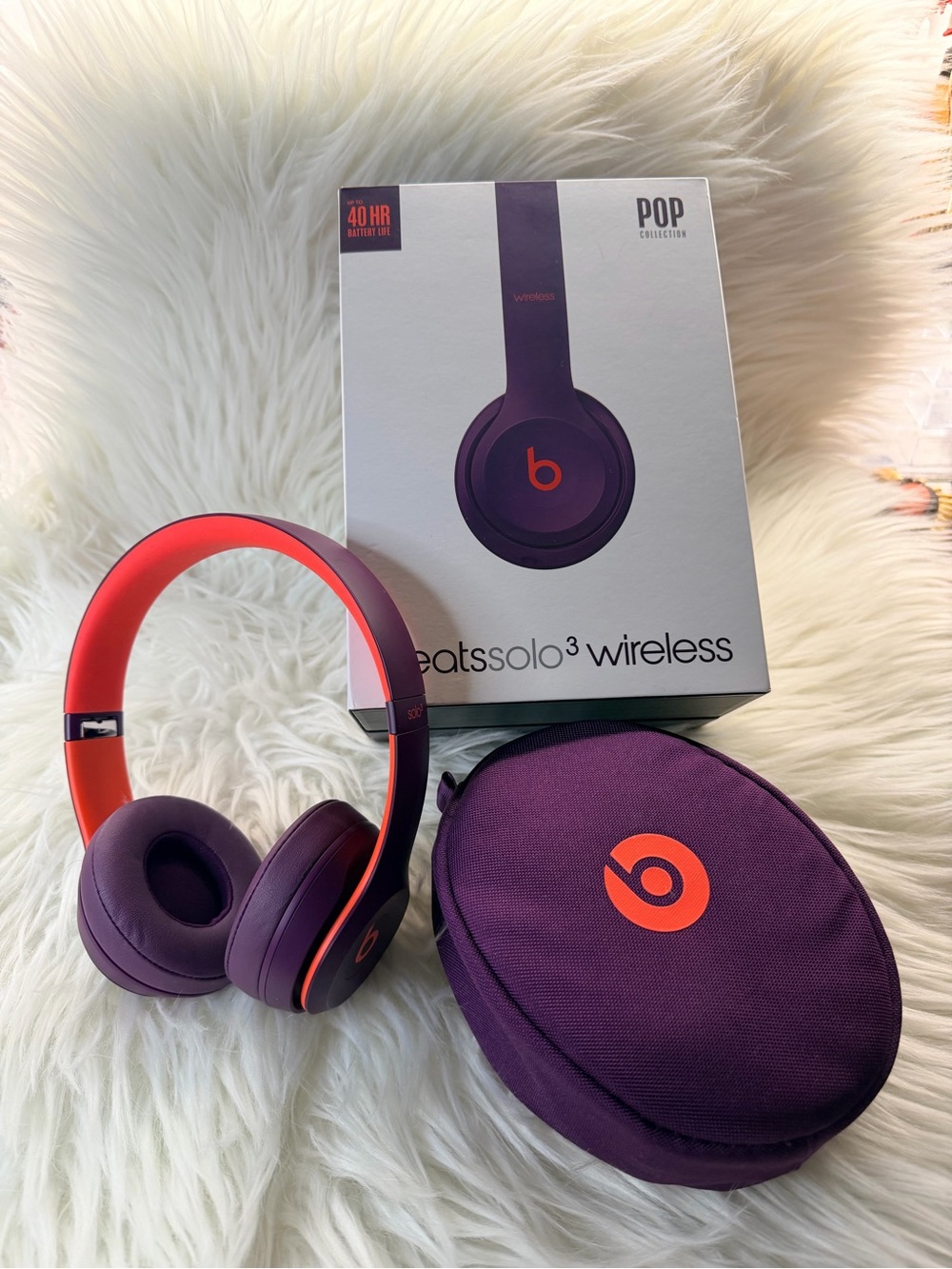 Beats by Dre Solo3 Wireless Headphones - Purple & Red
